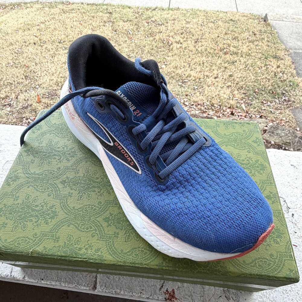 BROOKS Glycerin 21 Running Athletic Blue Pink Rose Round Toe Shoes  9.5 41 M